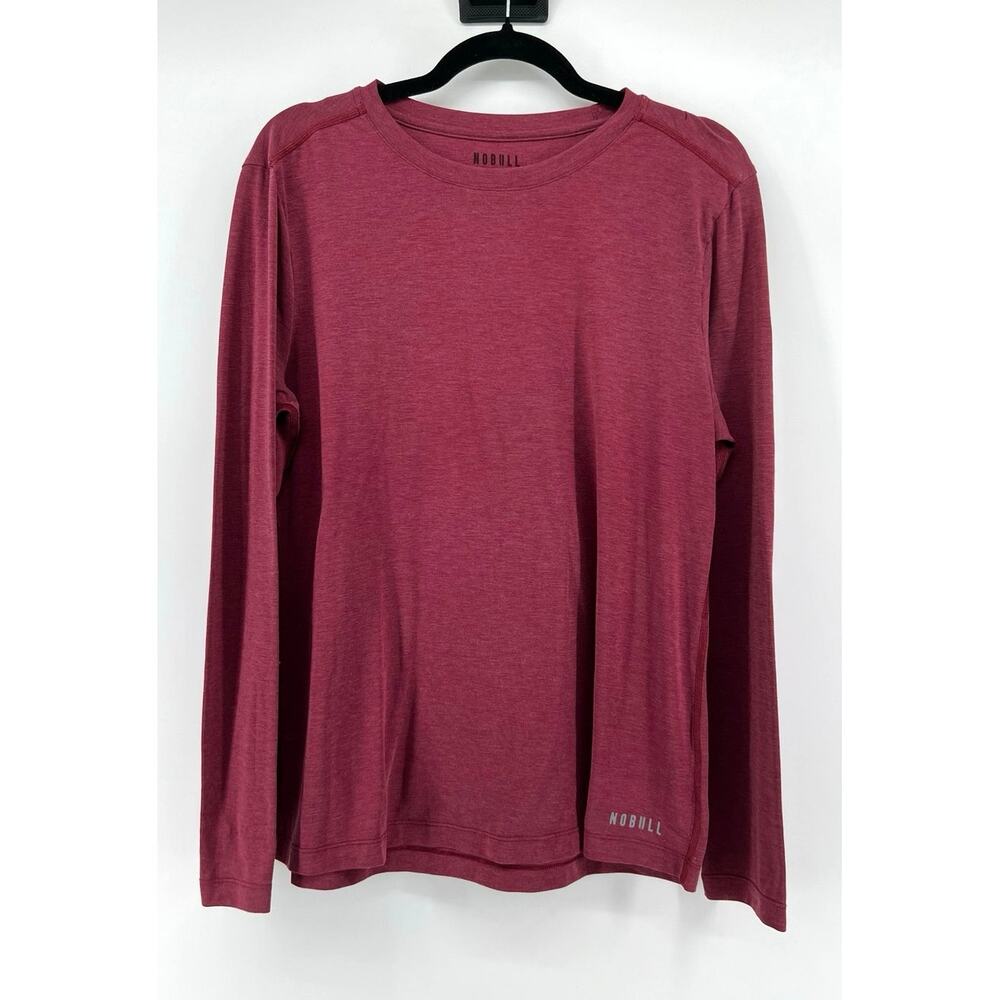 Nobull Women's Long Sleeve Crewneck Shirt Size L Burgundy Hiking Athletic